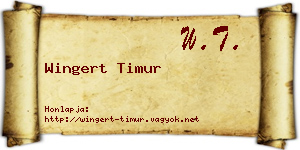 Wingert Timur névjegykártya